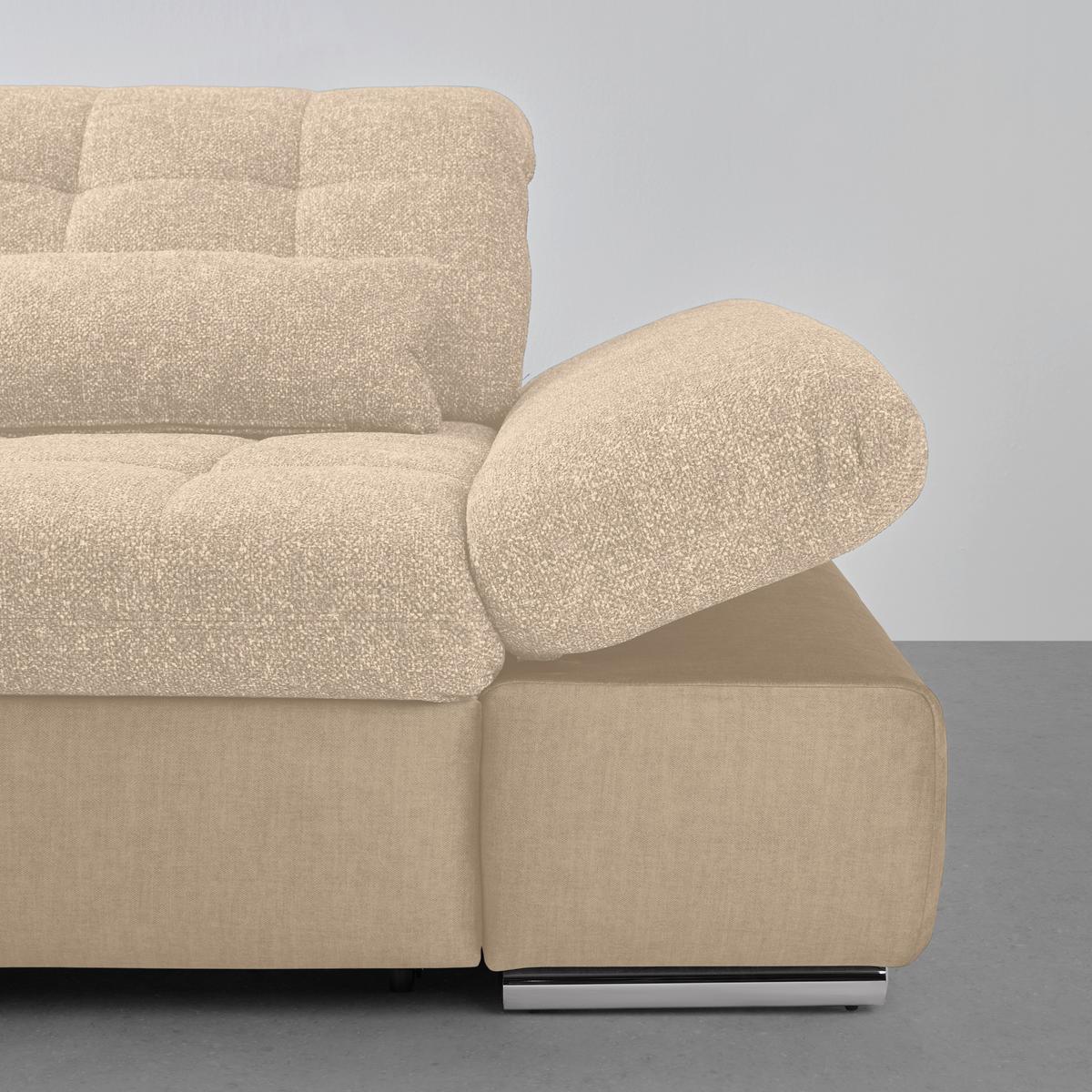 Wohnlandschaft Sanfino Beige - Chromfarben/Beige, KONVENTIONELL, Holz/Textil (199/79-96/305cm) - Premium Living