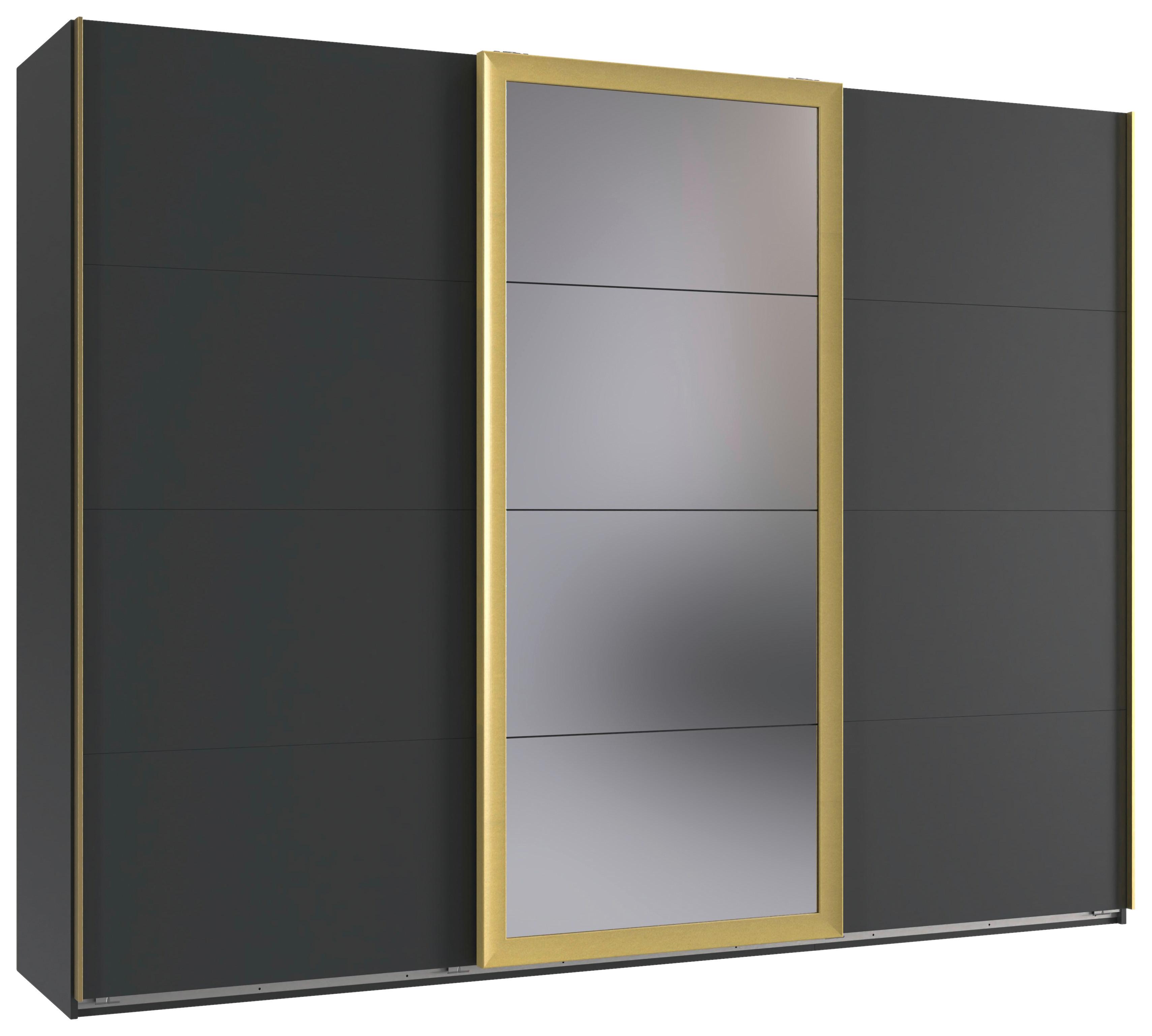 Schwebetürenschrank Katar Graphit-/Goldfarben - Goldfarben/Graphitfarben, MODERN, Glas/Holzwerkstoff (225/208/64cm) - Mömax