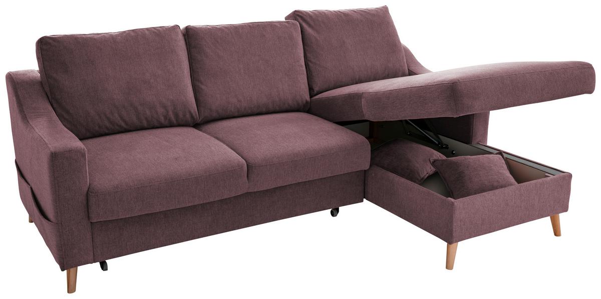 Wohnlandschaft Valentina Bordeaux Struktur - Bordeaux/Naturfarben, KONVENTIONELL, Holz/Textil (228/150cm) - P & B