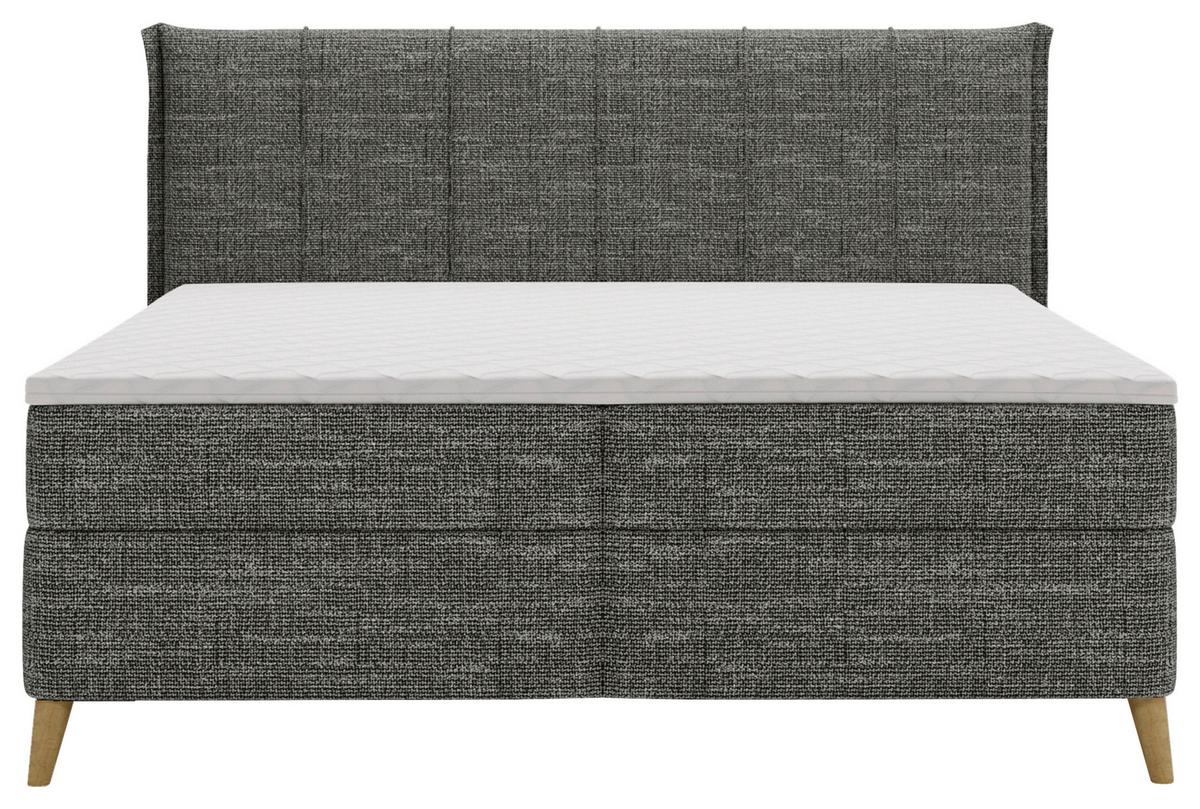 Boxbett Veloria Anthrazit ca. 160x200cm - Anthrazit/Schwarz, KONVENTIONELL, Textil/Metall (160/200cm) - Based