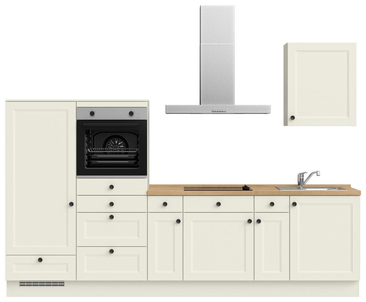 Küchenblock Cascada Low m. Geräten Weiß - Eichefarben/Schwarz, MODERN, Holzwerkstoff/Metall (300cm) - Nobilia