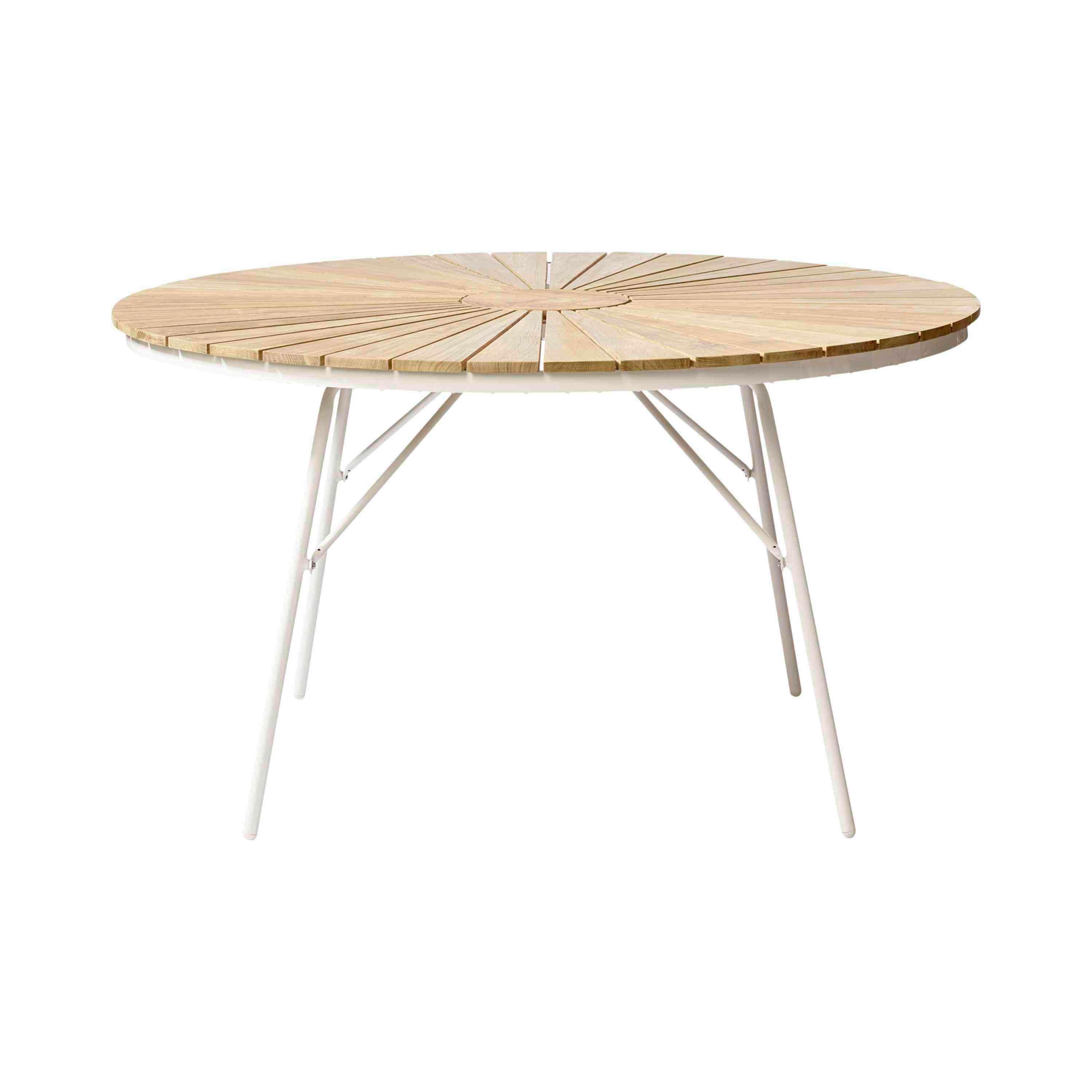 Gartentisch Ellen Weiß/Teak - Weiß Hochglanz/Teakfarben, Natur, Holz/Metall (130/130/74cm) - Gardenson