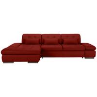 Wohnlandschaft Sanfino Leder Rot - Chromfarben/Rot, KONVENTIONELL, Leder/Metall (199/79-96/305cm) - Premium Living