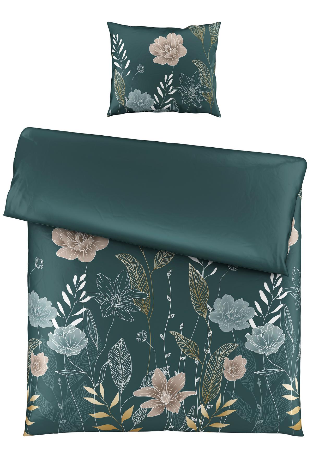 Bettwäscheset Nala - Grün, Romantik / Landhaus, Textil (160/210cm) - Modern Living