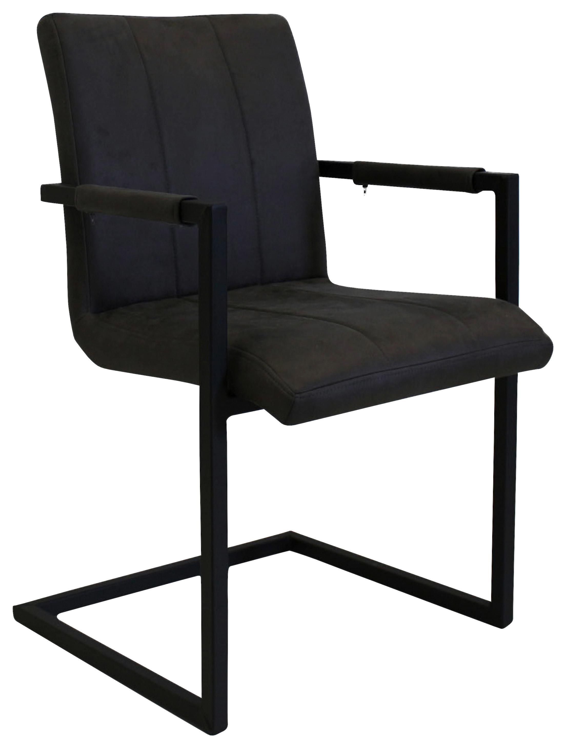 Armlehnstuhl-Set Brandon 2er- Set ca. 54x85 cm Anthrazit - Anthrazit/Schwarz, KONVENTIONELL, Textil/Metall (54/85/61cm) - MID.YOU