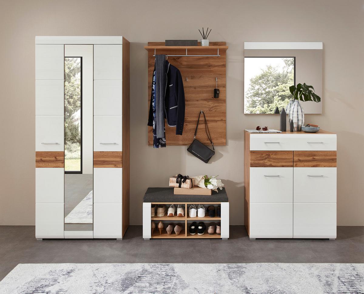 Garderobenschrank in Weiss/Eichefarben - Weiss/Eichefarben, Konventionell, Holzwerkstoff (84/200/40cm) - Mömax
