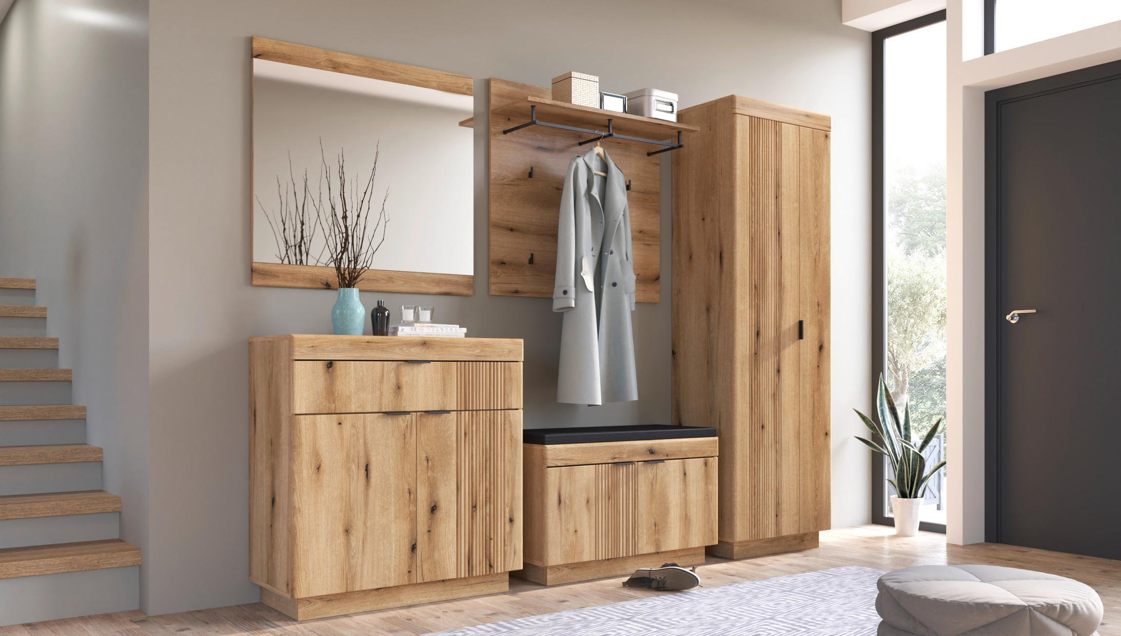 Panou cuier DELAMAR - culoare lemn stejar, Trend, material pe bază de lemn (88,2/86,5/28cm) - Modern Living