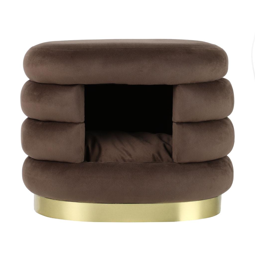 Ülőke Kisállat Kuckóval Deto - barna, Trend, faalapú anyag/textil (45/38/35cm)