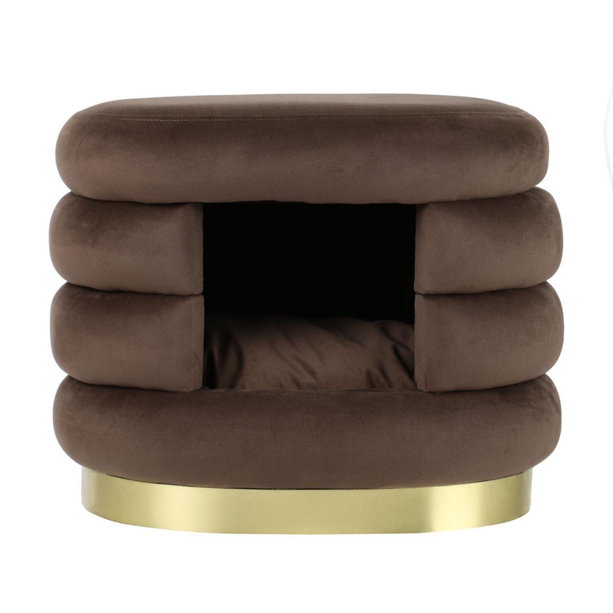 Ülőke Kisállat Kuckóval Deto - barna, Trend, faalapú anyag/textil (45/38/35cm)