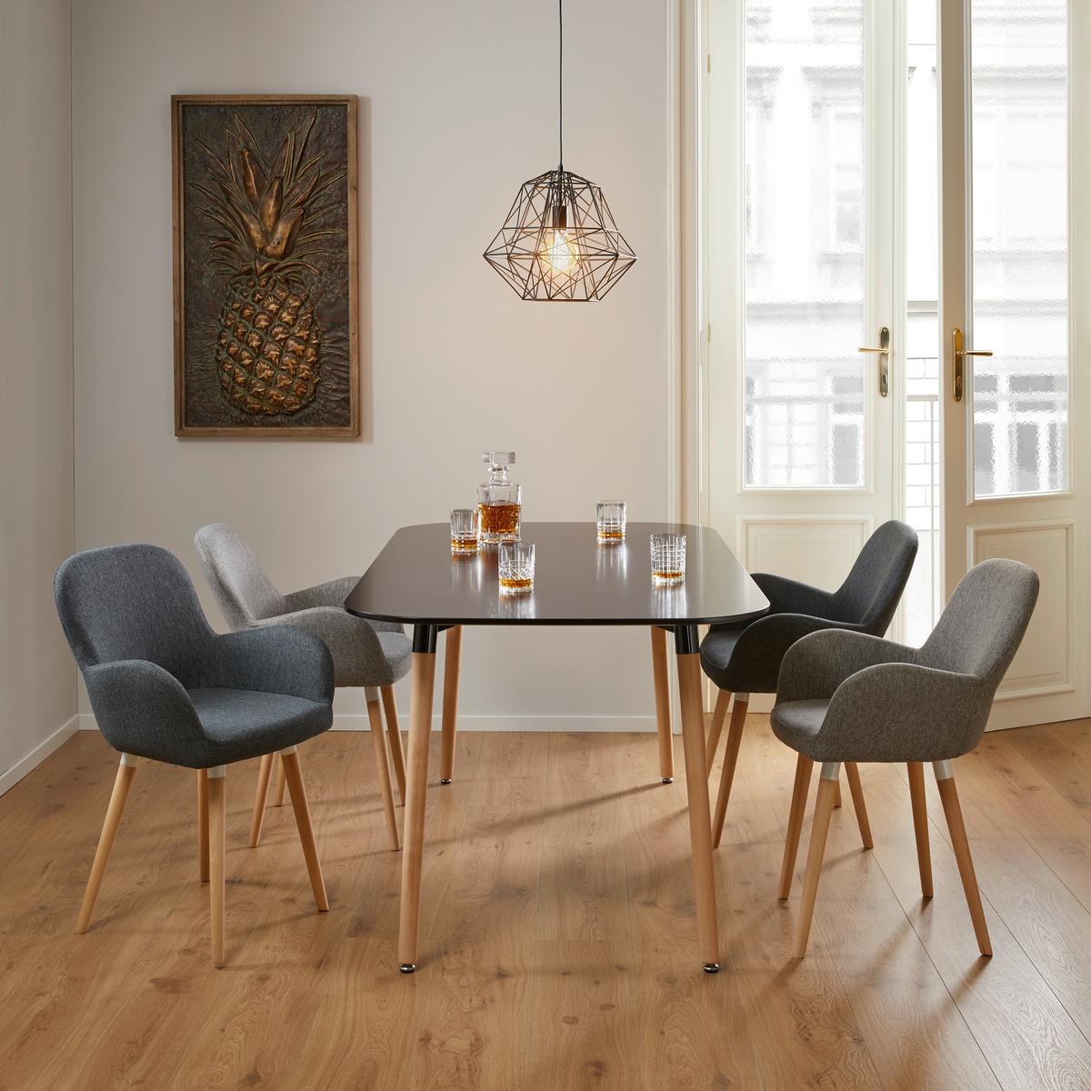 Esstisch Anuk Schwarz MDF ca. 160x90 cm - Buchefarben/Schwarz, MODERN, Holz/Holzwerkstoff (160/90/75cm) - Bessagi Home