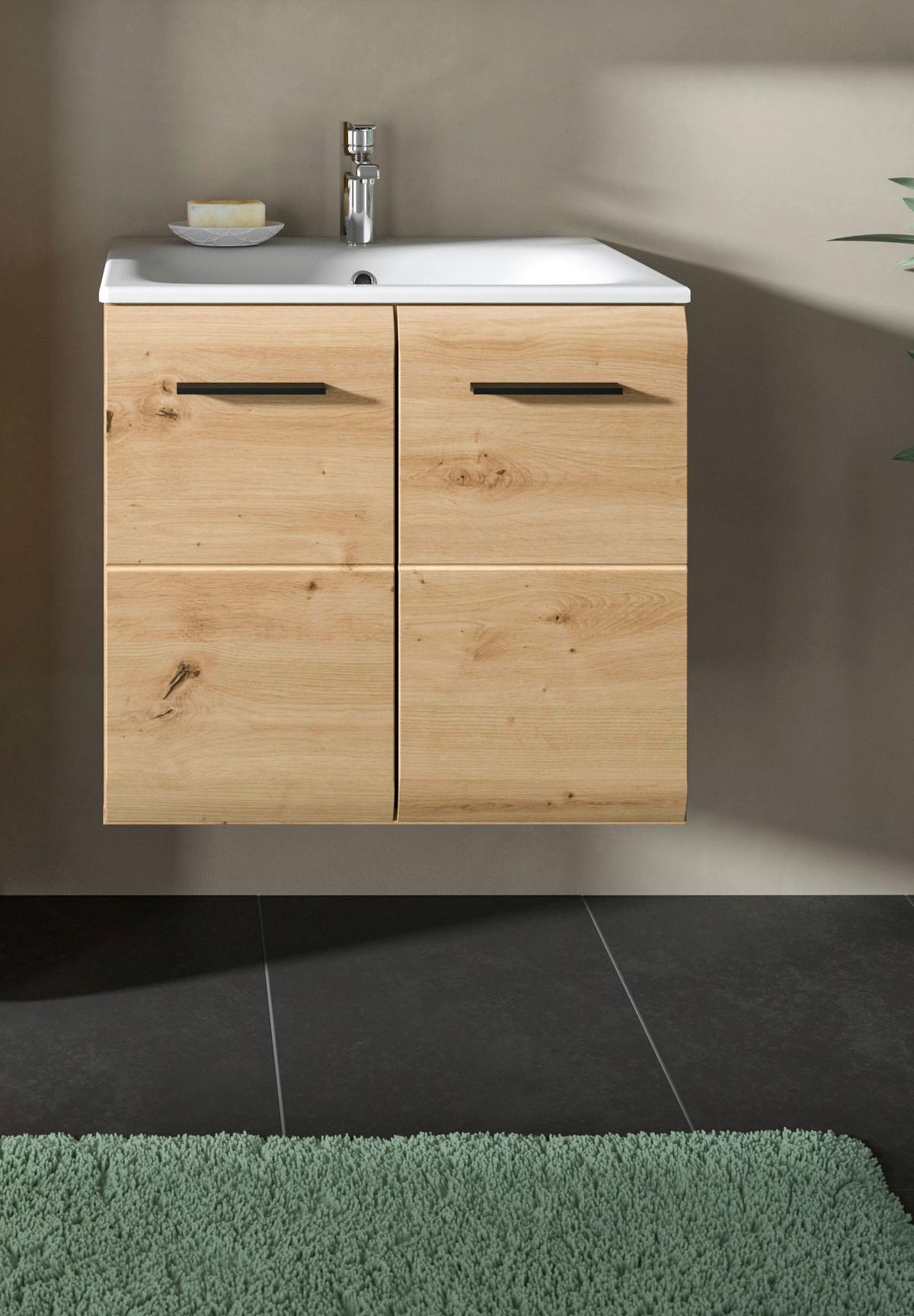 WASCHTISCHKOMBI ICE - Weiss/Schwarz, Basics, Keramik/Holzwerkstoff (60cm) - MID.YOU