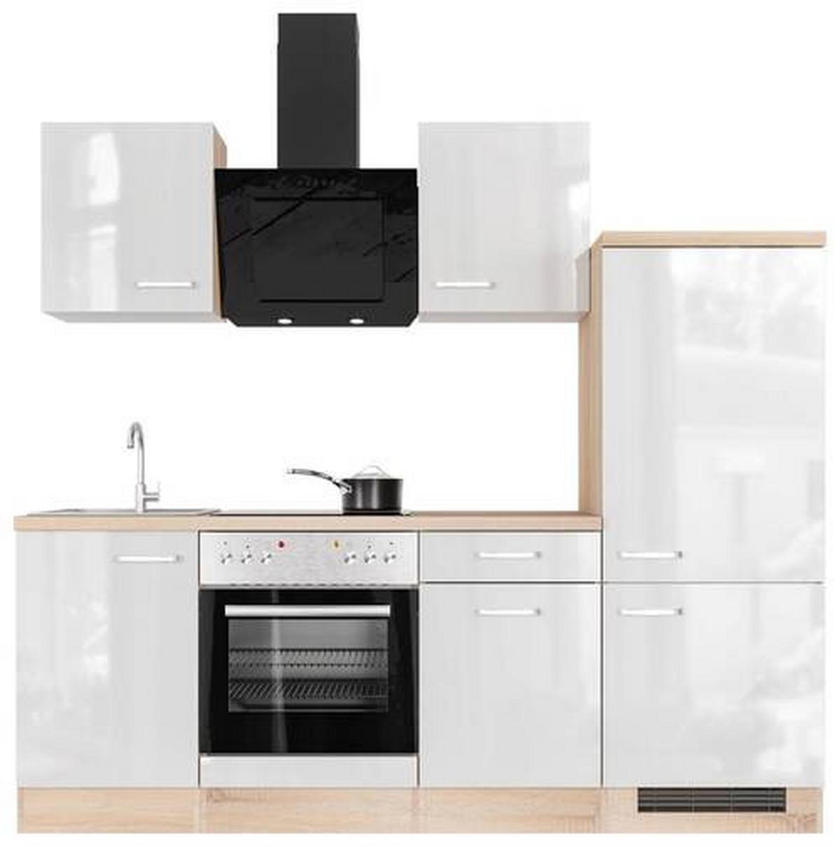 Kuhinjski Blok Valero - barve nerjavečega jekla/bela, Moderno, kovina/leseni material (220cm) - FlexWell