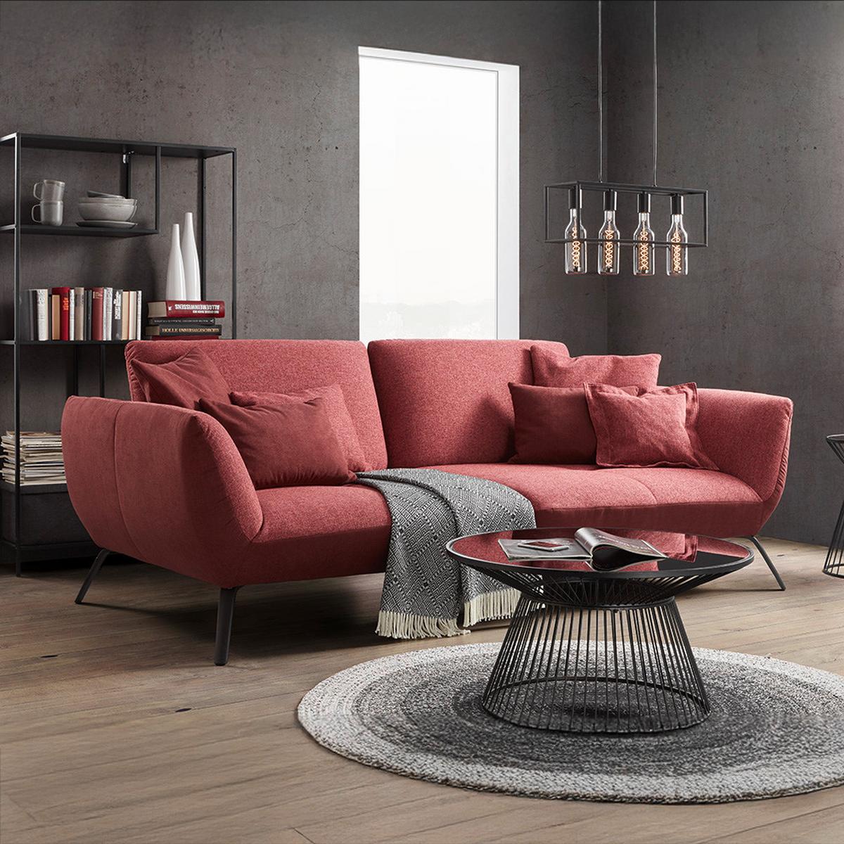 Bigsofa Trendy Bordeaux - Bordeaux/Rot, MODERN, Holzwerkstoff (260/93/124cm) - Premium Living