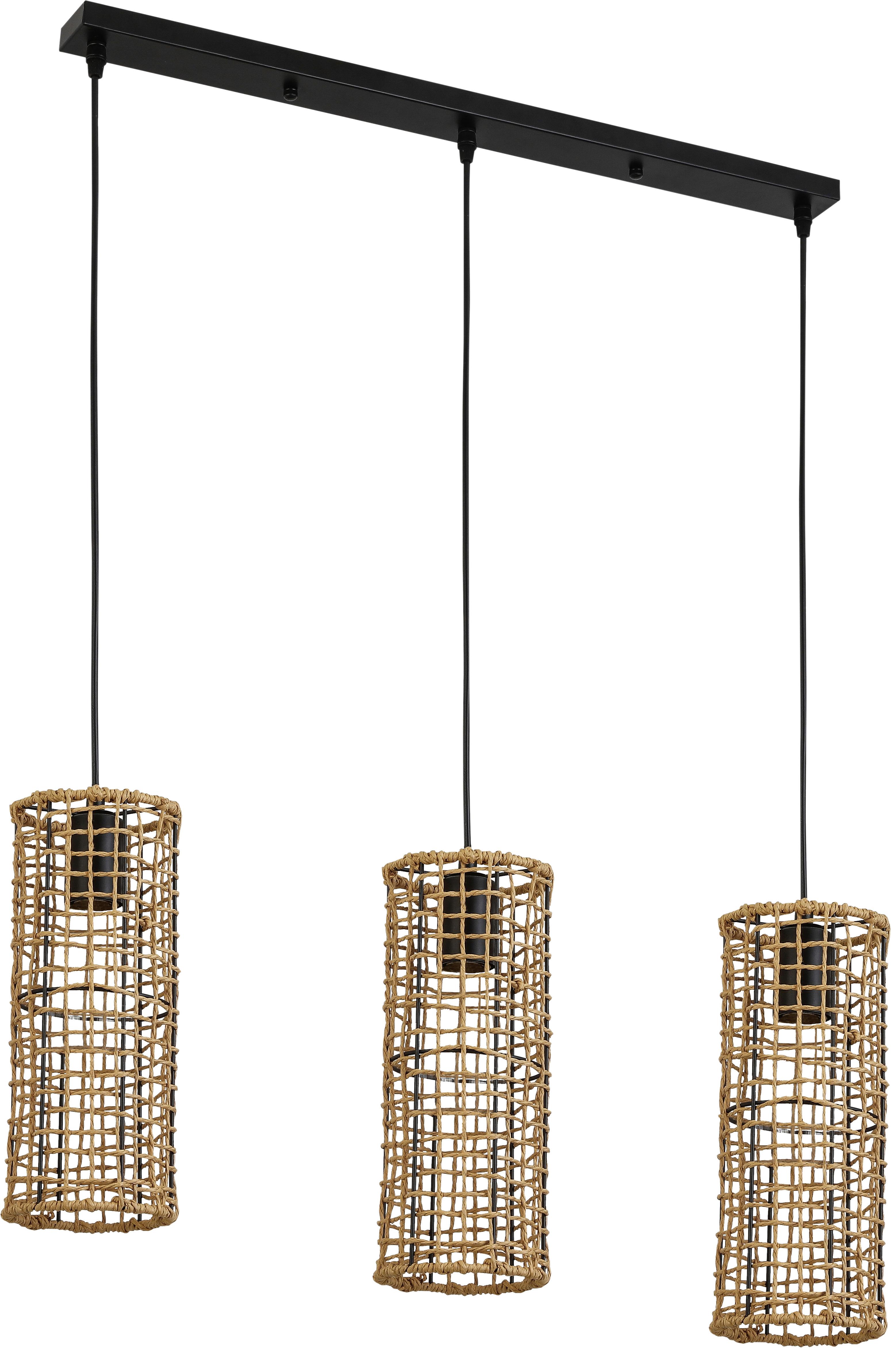 Hängeleuchte Jehanne max. 40 Watt - Schwarz/Naturfarben, Romantik / Landhaus, Textil/Metall (70cm) - Modern Living