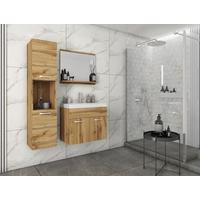 Badmöbel-Set 4-tlg. Montreal ca. 90 cm Eiche Wotan - Eiche Wotan/Weiß, LIFESTYLE, Holzwerkstoff/Metall (90cm) - P & B