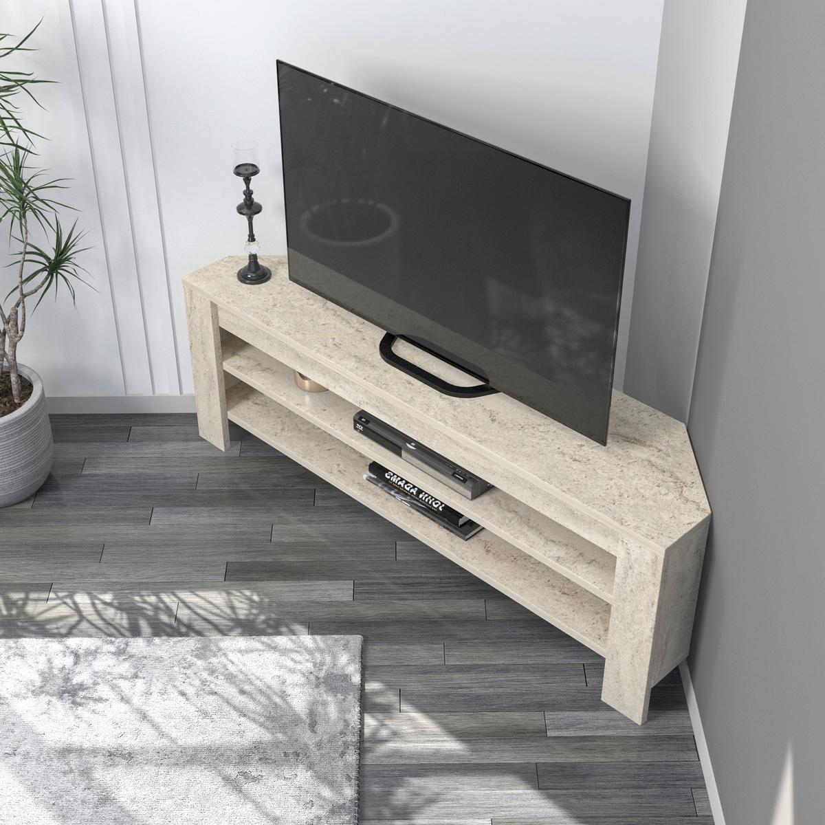 Tv-element Corner Tv Schrank - Creme, Design, Holz (30/40/120cm) - Livetastic