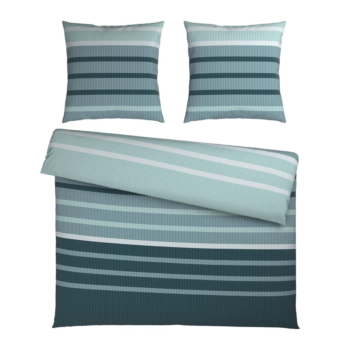 Bettwäsche Streif XXL Schwarz/Blau ca. 200x200cm - Blau/Schwarz, KONVENTIONELL, Textil (200/200cm) - Mömax