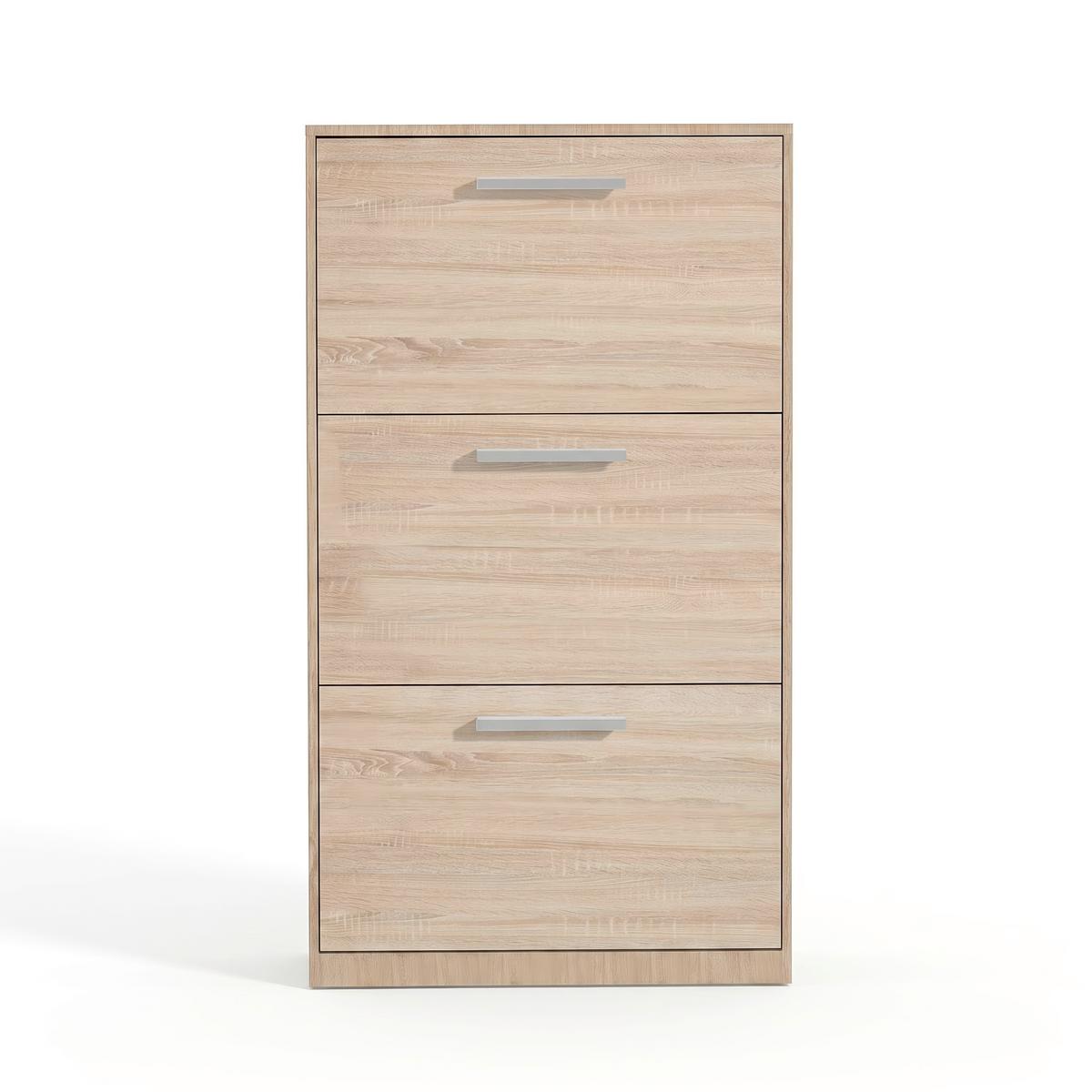 Cipősszekrény Leon 3 - Sonoma tölgy/szürke, Basics, műanyag/faalapú anyag (64/119,7/19cm)