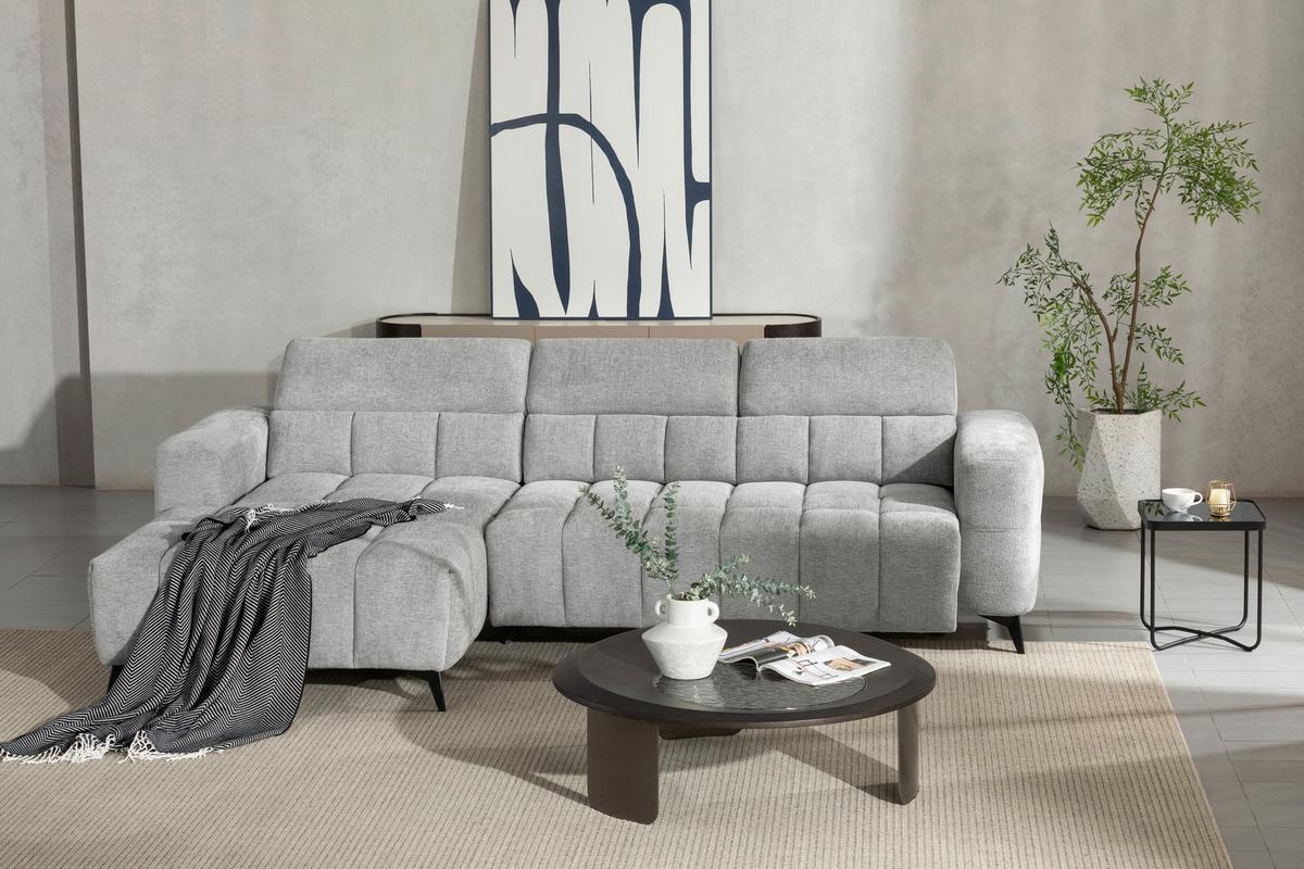 Wohnlandschaft Melbourne Grau - Schwarz/Grau, Modern, Holz/Textil (182/285cm) - Mömax