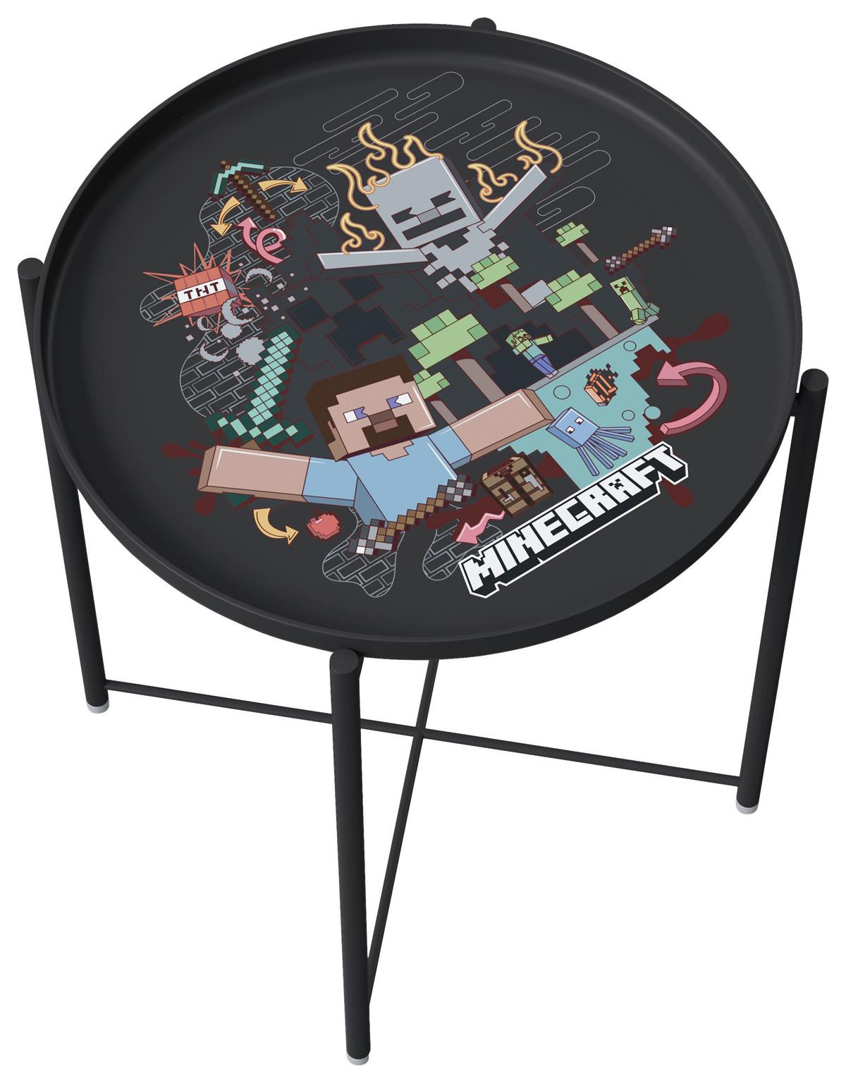 Beistelltisch Minecraft ca. 47x47x51 cm Schwarz - Schwarz, MODERN, Metall (47/47/51cm) - Minecraft