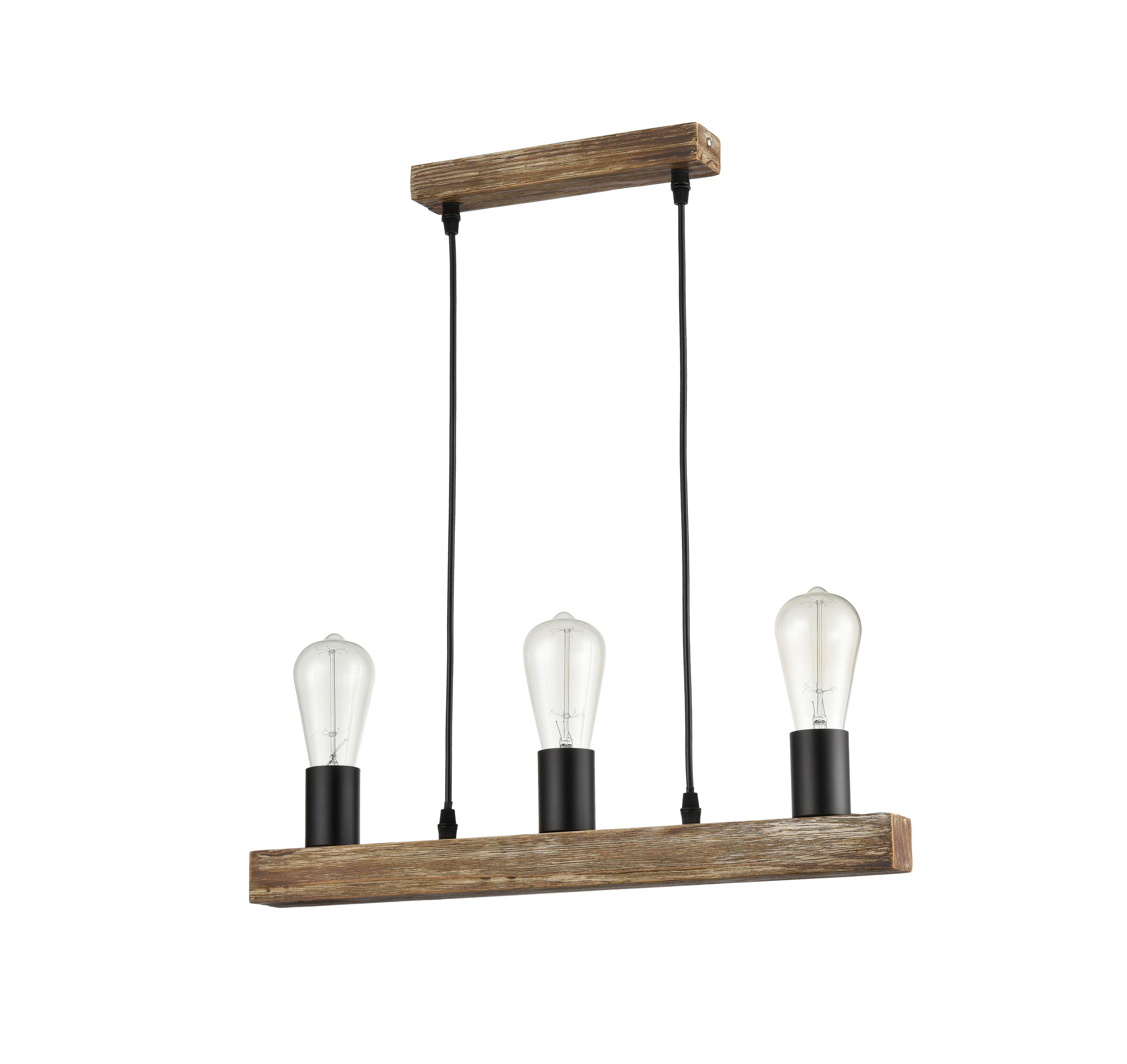 Hängeleuchte Holpi max. 25 Watt - Schwarz/Braun, MODERN, Holzwerkstoff/Kunststoff (60/120cm) - Modern Living