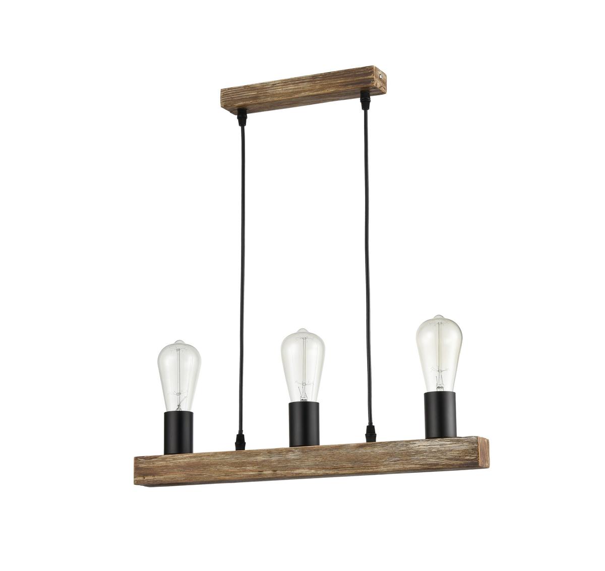 Hängeleuchte Holpi max. 25 Watt - Schwarz/Braun, MODERN, Holzwerkstoff/Kunststoff (60/120cm) - Modern Living