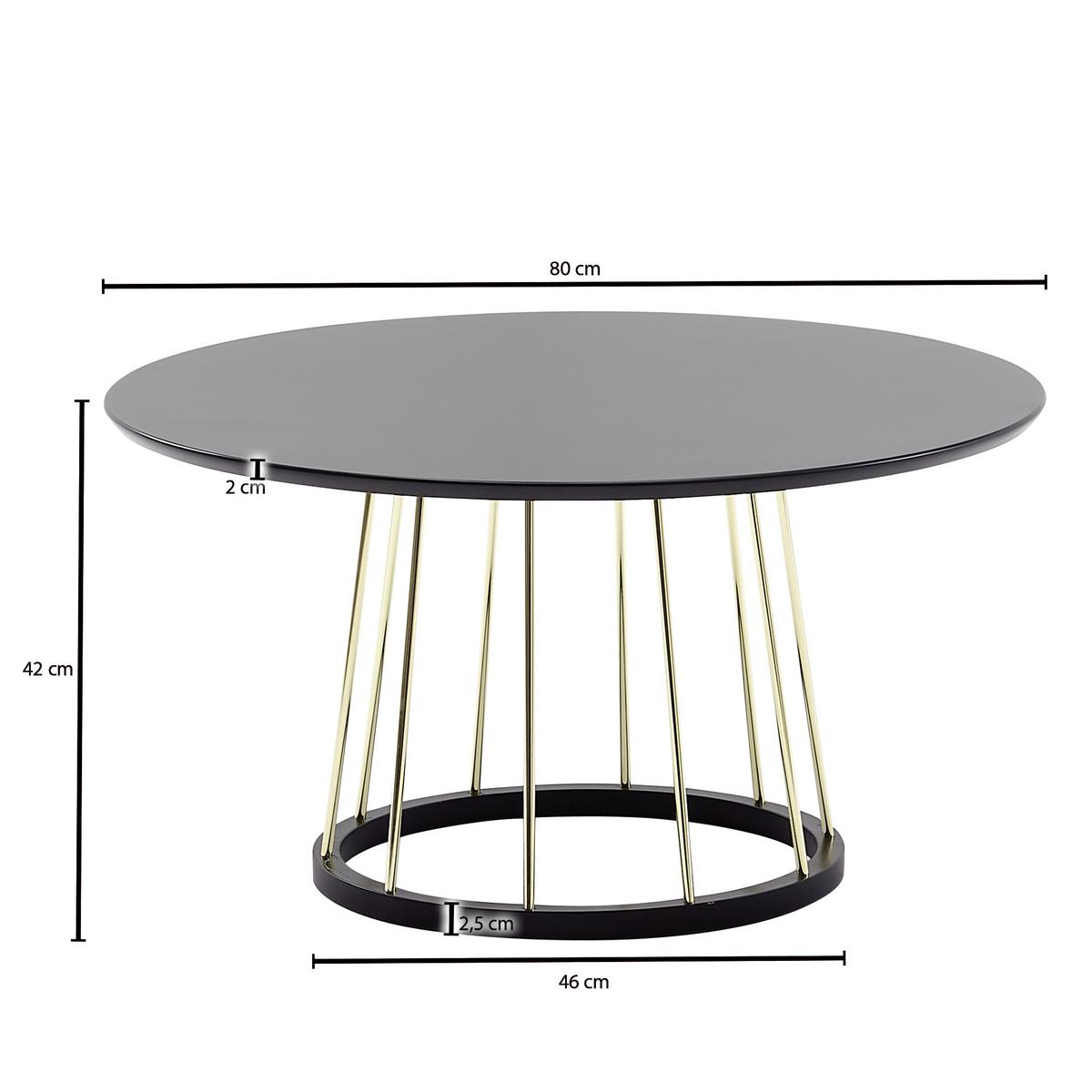 Klubska Miza Wl6.489 - zlate barve/črna, Moderno, kovina/leseni material (80/80/42cm) - MID.YOU