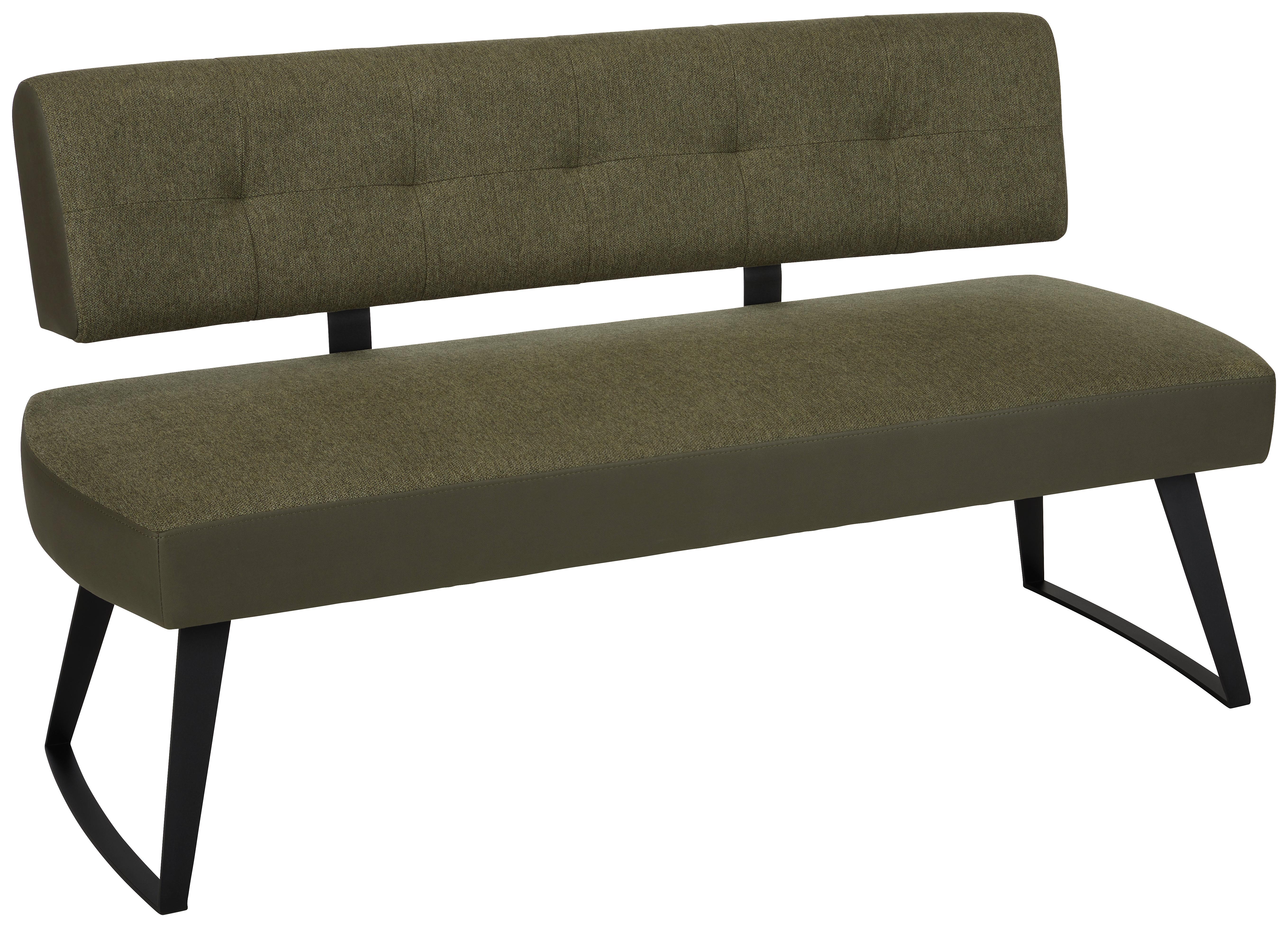 Sitzbank in Grün ca. 160cm - Schwarz/Grün, MODERN, Textil/Metall (160cm) - Premium Living