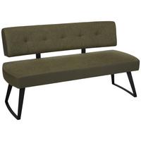 Sitzbank in Grün ca. 160cm - Schwarz/Grün, MODERN, Textil/Metall (160cm) - Premium Living