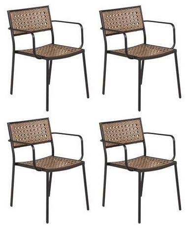 Gartenstuhl 4er-Set Paola ca. 56x80x59 cm Schwarz - Schwarz, KONVENTIONELL, Kunststoff/Metall (56/80/59cm) - Gardenson