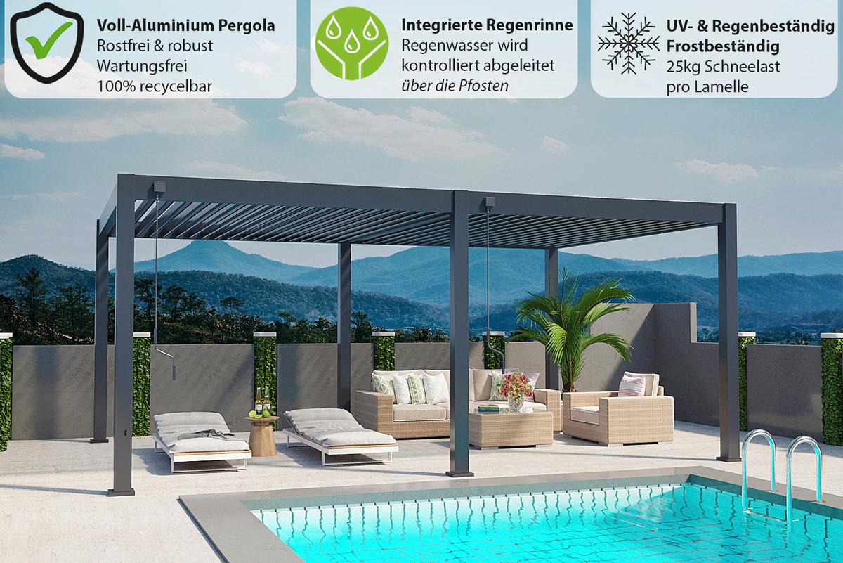 PERGOLA DELUXE PLUS 4X6M ANTHRAZIT - Anthrazit, Basics, Metall (600/255/400cm) - Gardenson