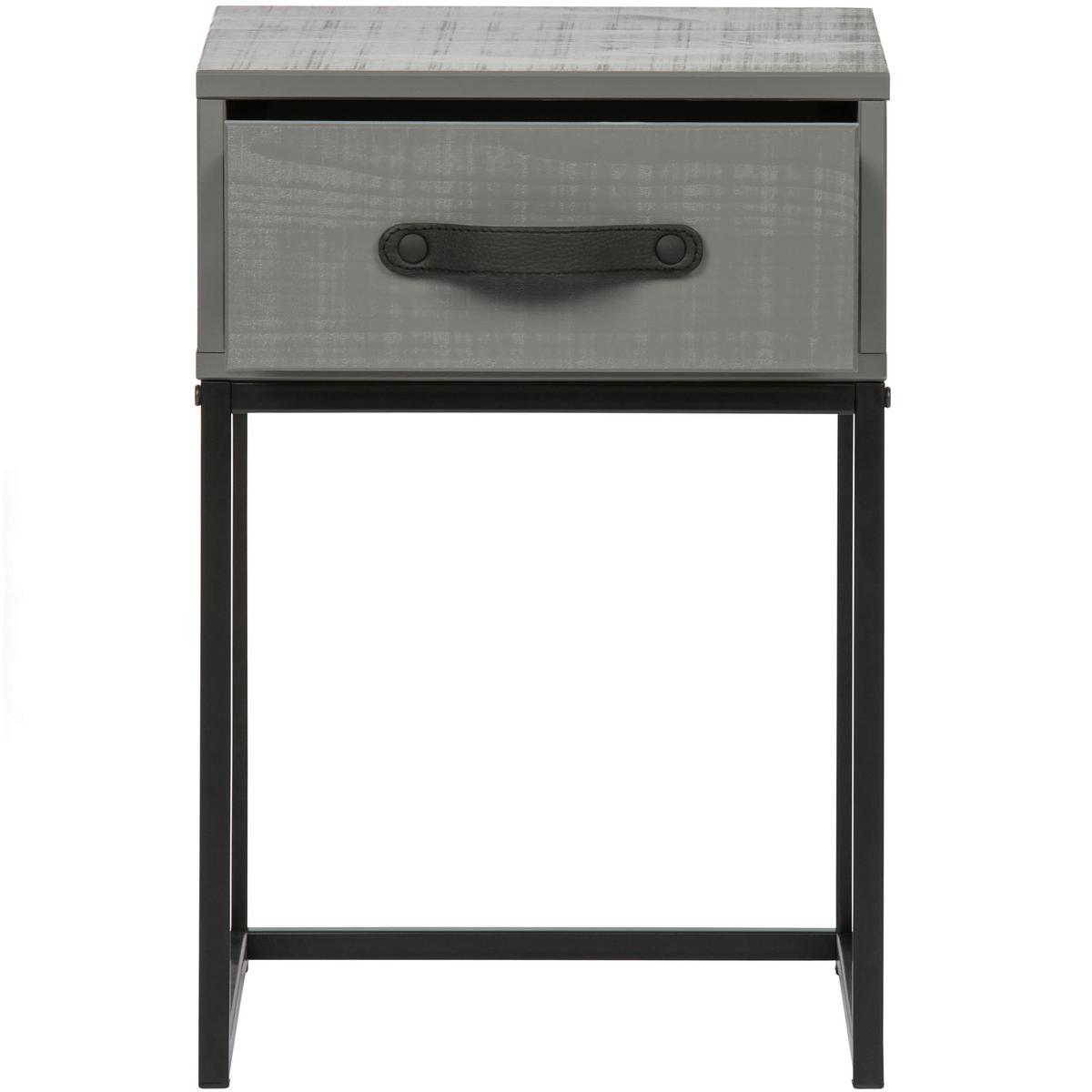Nachttisch Morris Grau/Schwarz - Schwarz/Grau, Design, Leder/Holz (35/35/52cm) - Livetastic
