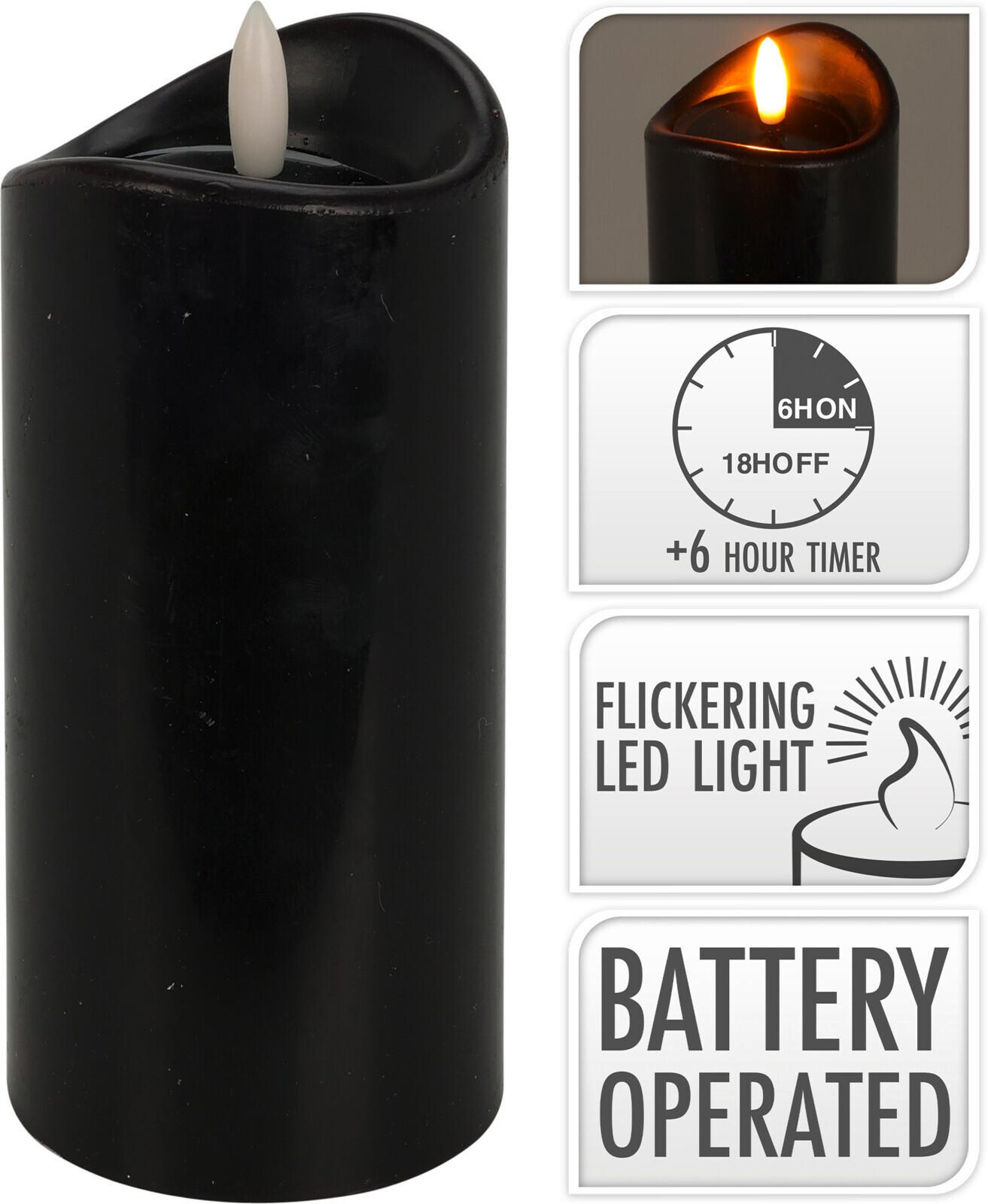Led Gyertya Sven - fekete, Konventionell, természetes anyagok (7/15cm)
