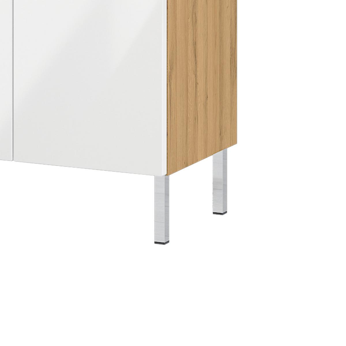 Kommode Mauresa Weiß/Eichefarben - Chromfarben/Eichefarben, KONVENTIONELL, Holzwerkstoff/Metall (60/97/34cm) - Germania