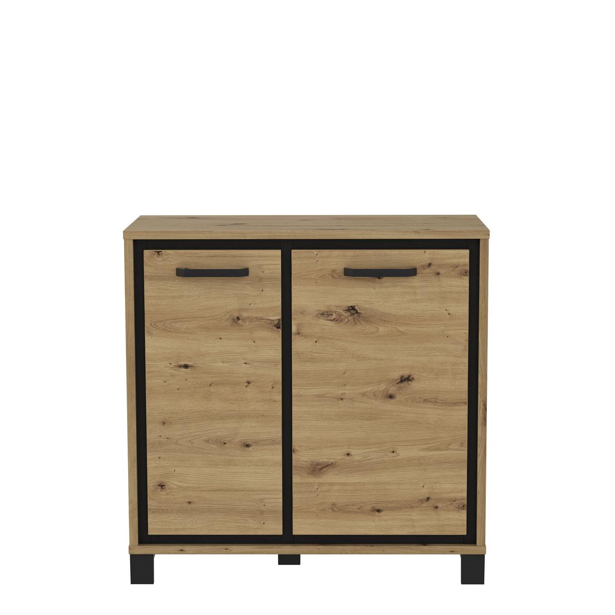 Kommode "Trondheim" , Schwarz, Eiche - Eichefarben/Schwarz, MODERN, Holzwerkstoff/Kunststoff (91,4/91,2/41,5cm) - MID.YOU