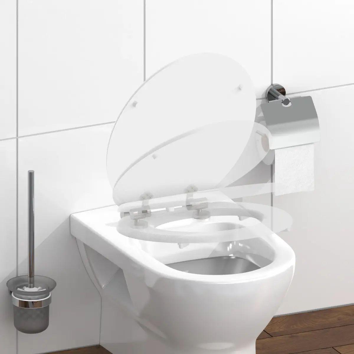 WC-Sitz mit Absenkautomatik Weiß - Weiss, Kunststoff (38/44/6cm) - Schütte