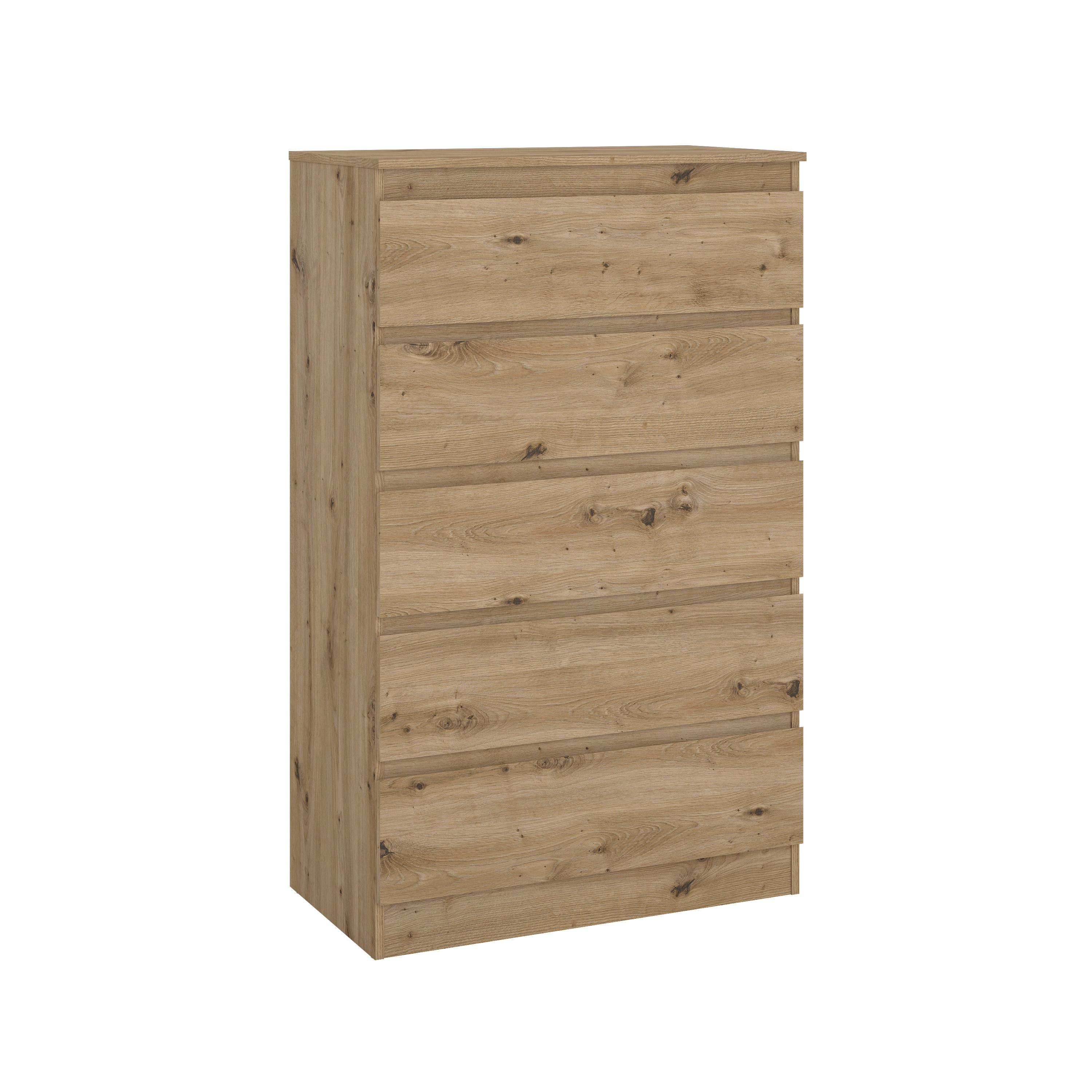 Kommode Mara 5 Eiche - Eiche Artisan, KONVENTIONELL, Holz (77/125/42cm) - Mömax