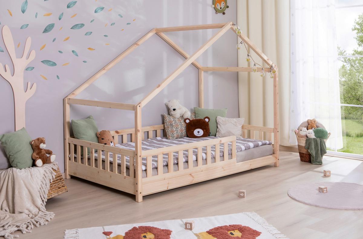 Hausbett Lou ca. 140x200 cm Holz - Naturfarben/Weiß, MODERN, Holz/Textil (140/200cm) - MID.YOU