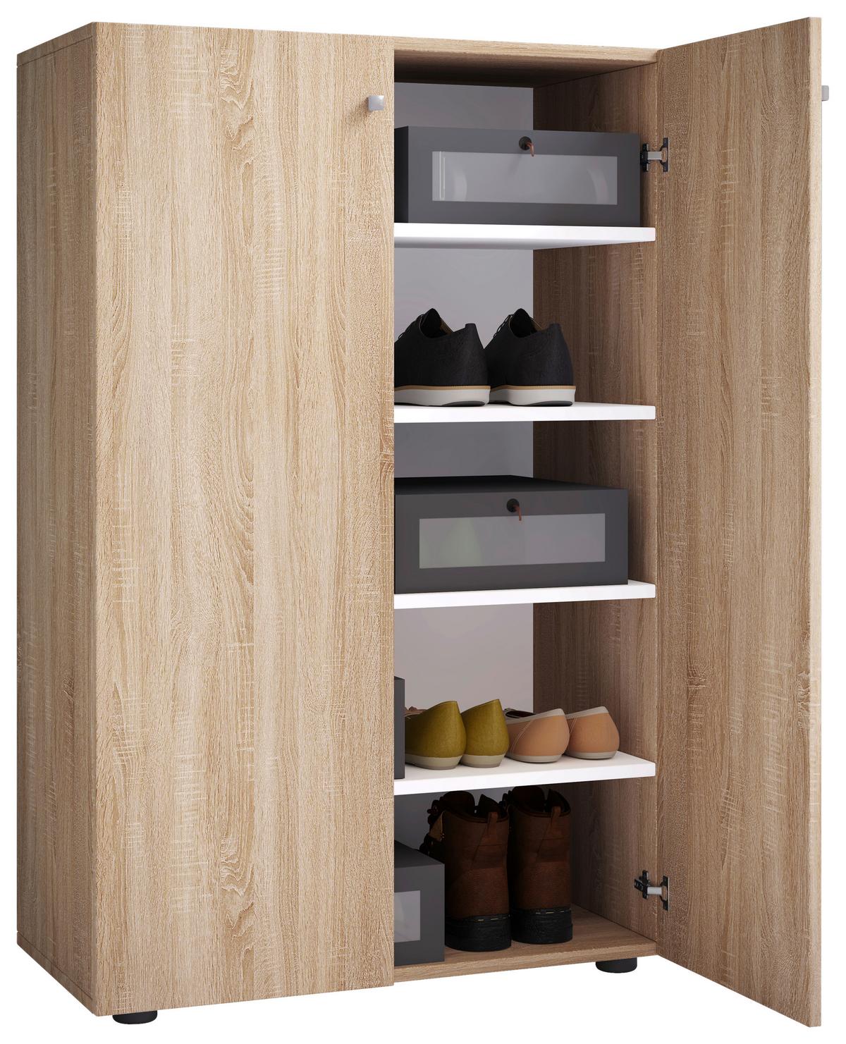 Schuhrschrank Lona XL ca.70x110x39cm Eiche Dekor - Schwarz/Grau, KONVENTIONELL, Holzwerkstoff/Kunststoff (70/110/39cm) - MID.YOU