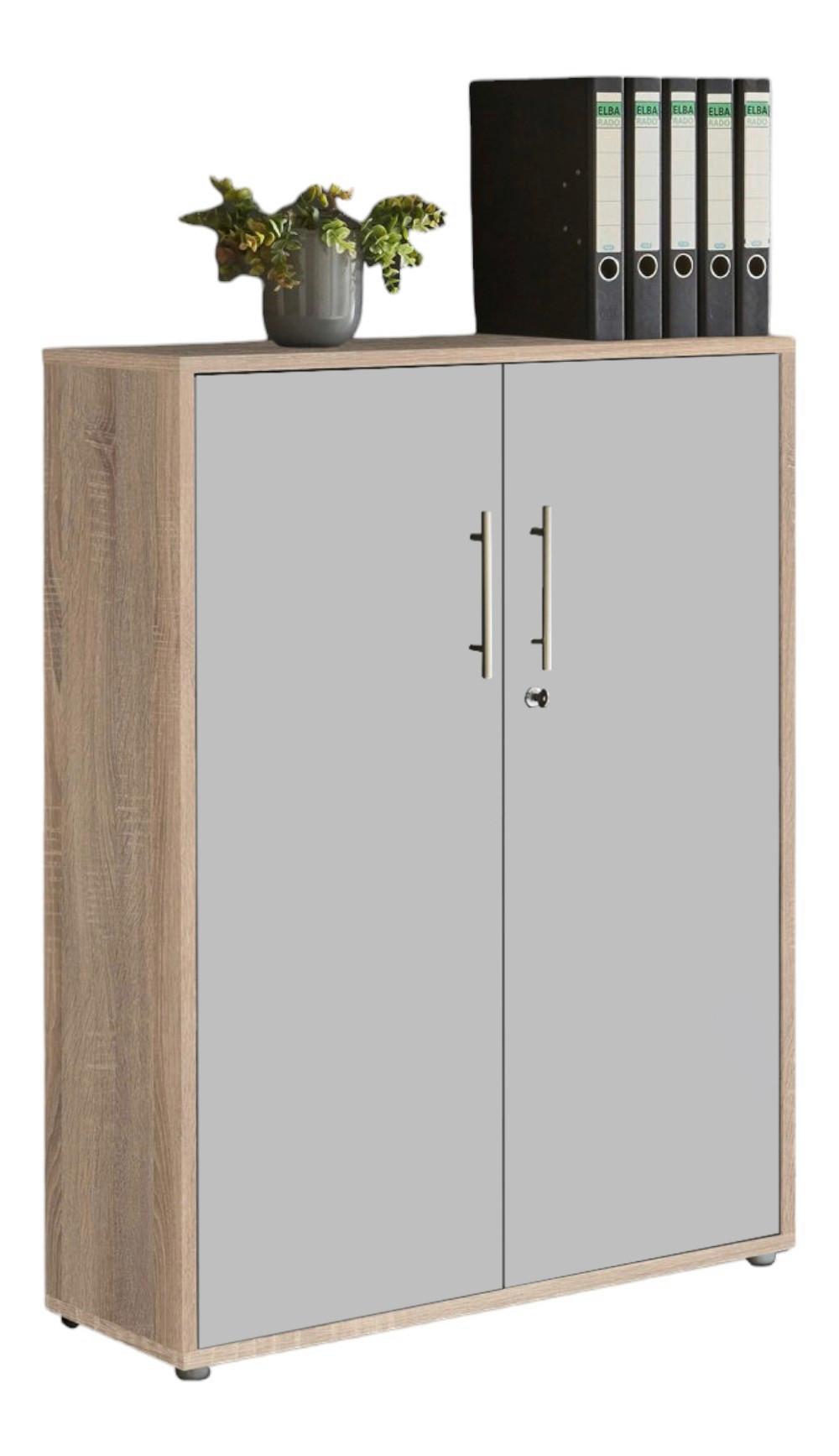 AKTENSCHRANK OFFICE EDITION - Grau/Sonoma Eiche, MODERN, Holzwerkstoff (84,4/113,6/33cm) - MID.YOU