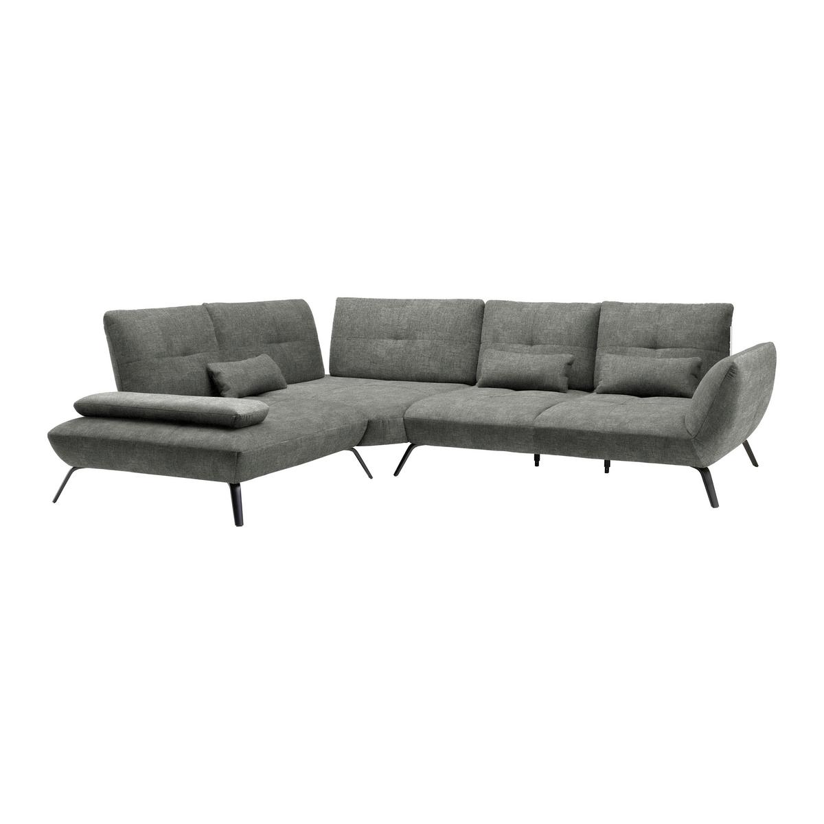 Wohnlandschaft Trendy Dunkelgrau - Dunkelgrau/Schwarz, MODERN, Holzwerkstoff/Textil (250/93/310cm) - Premium Living