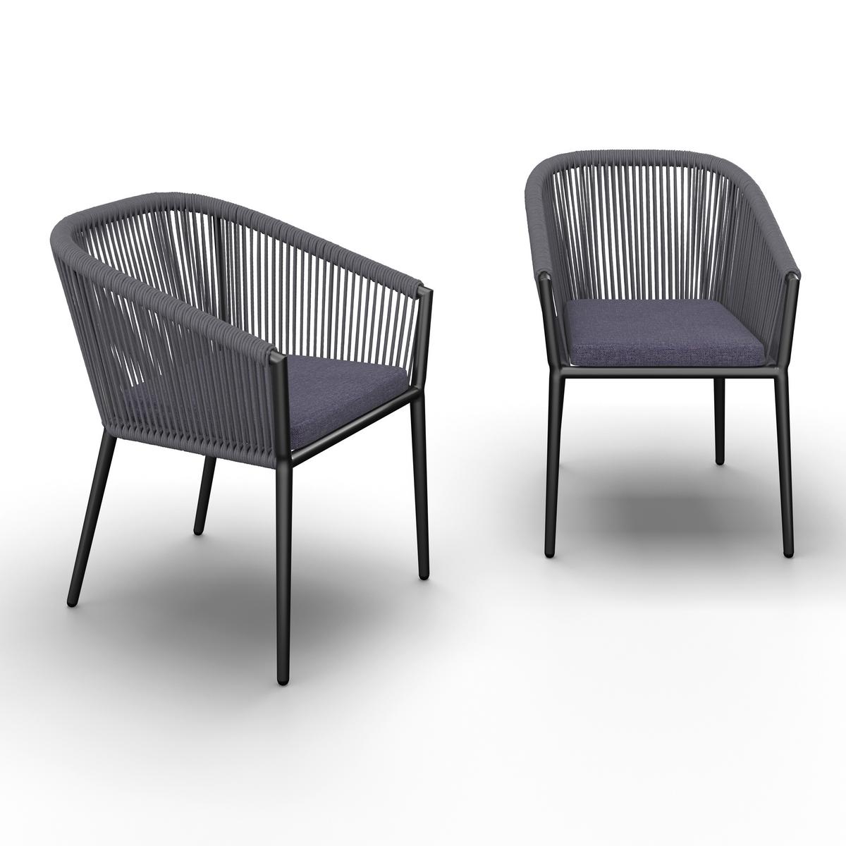 Gartensessel-Set 2-er Benicia Blau aus Metall/Textil - Blau/Schwarz, MODERN, Textil/Metall (55/76/63cm) - Bessagi Garden
