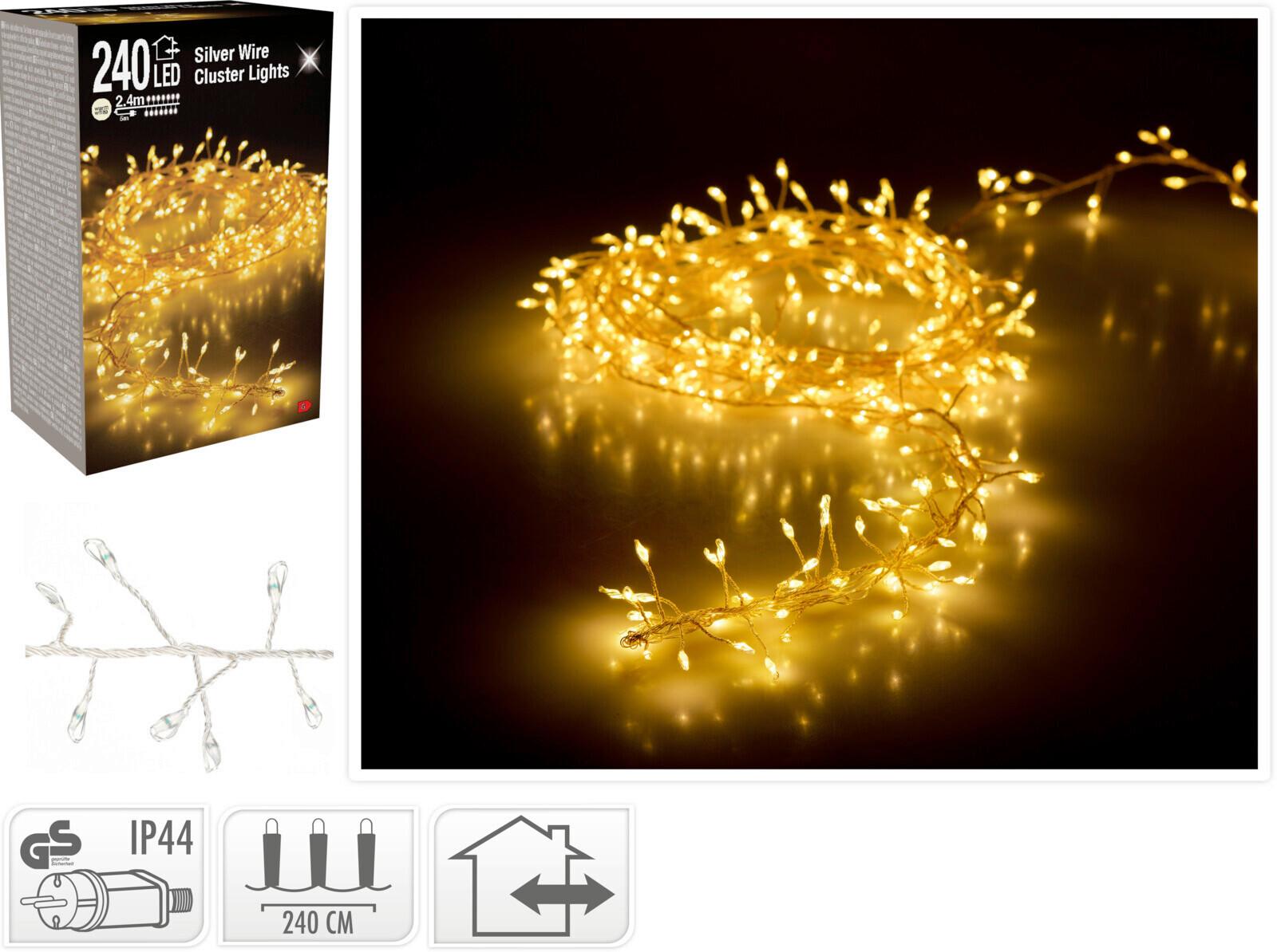Fényfüzér 240db LED - fehér, Basics, műanyag (240/8/13cm)