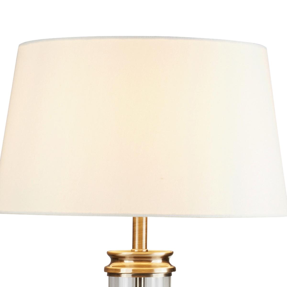 Asztali Lámpa Eu5141ab Pedestal - sárgarézszínű/fehér, Konventionell, üveg/textil (37/62cm)