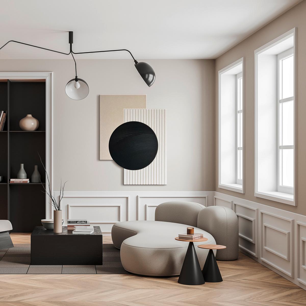 Akustični Panel Marla - črna/bež, tekstil (90/120cm) - Premium Living
