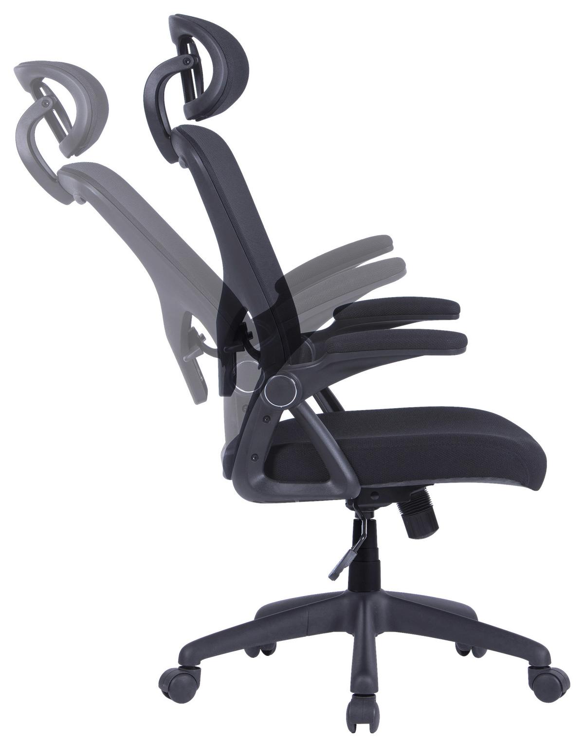 Bürostuhl Flex mit Armstützen Schwarz bis 110 kg - Schwarz, KONVENTIONELL, Kunststoff/Textil (62/111 - 119/66cm) - MID.YOU
