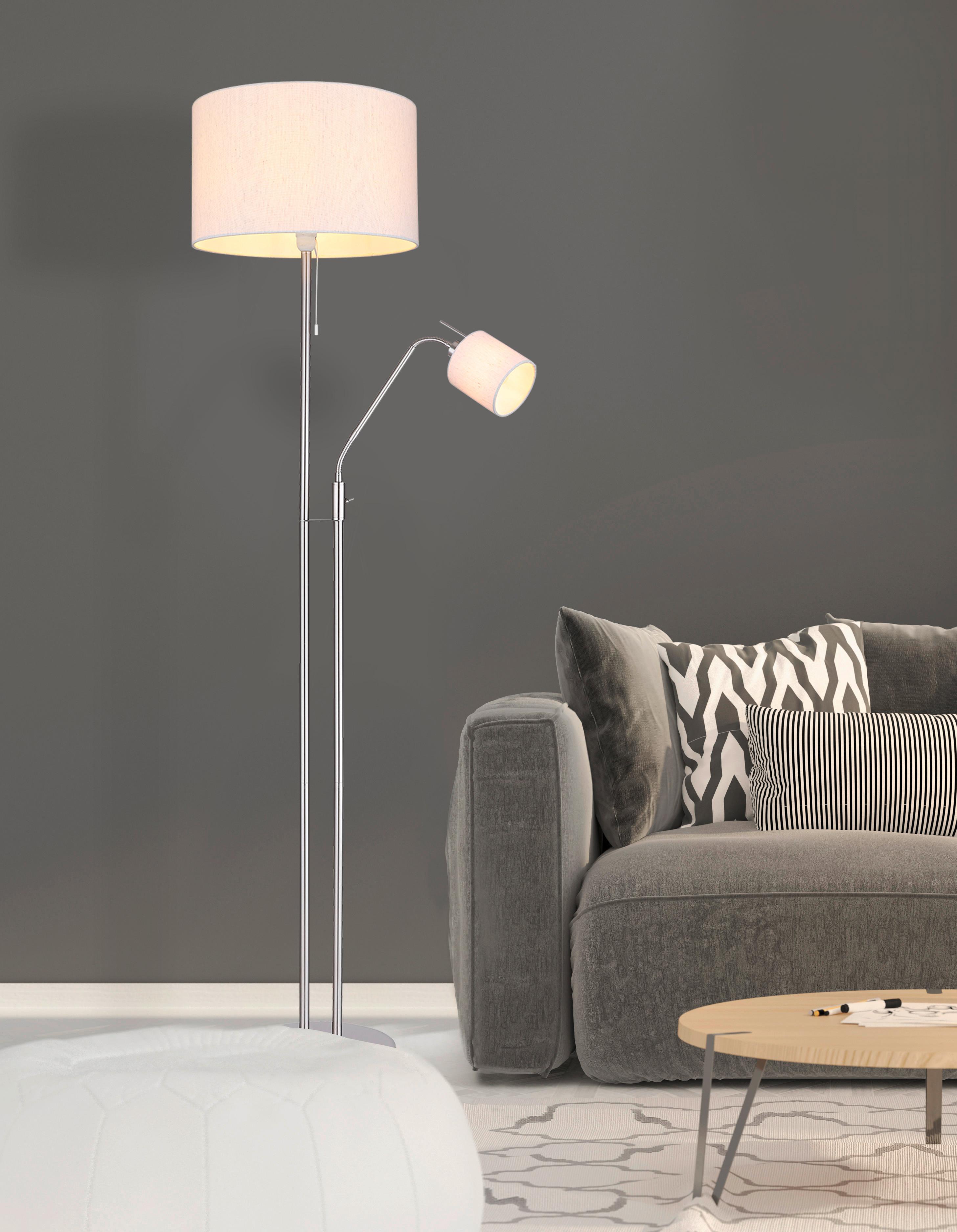 lampadaire 15447S3 - Sandfarben/Nickelfarben, Basics, Textil/Metall (40/175cm) - Globo