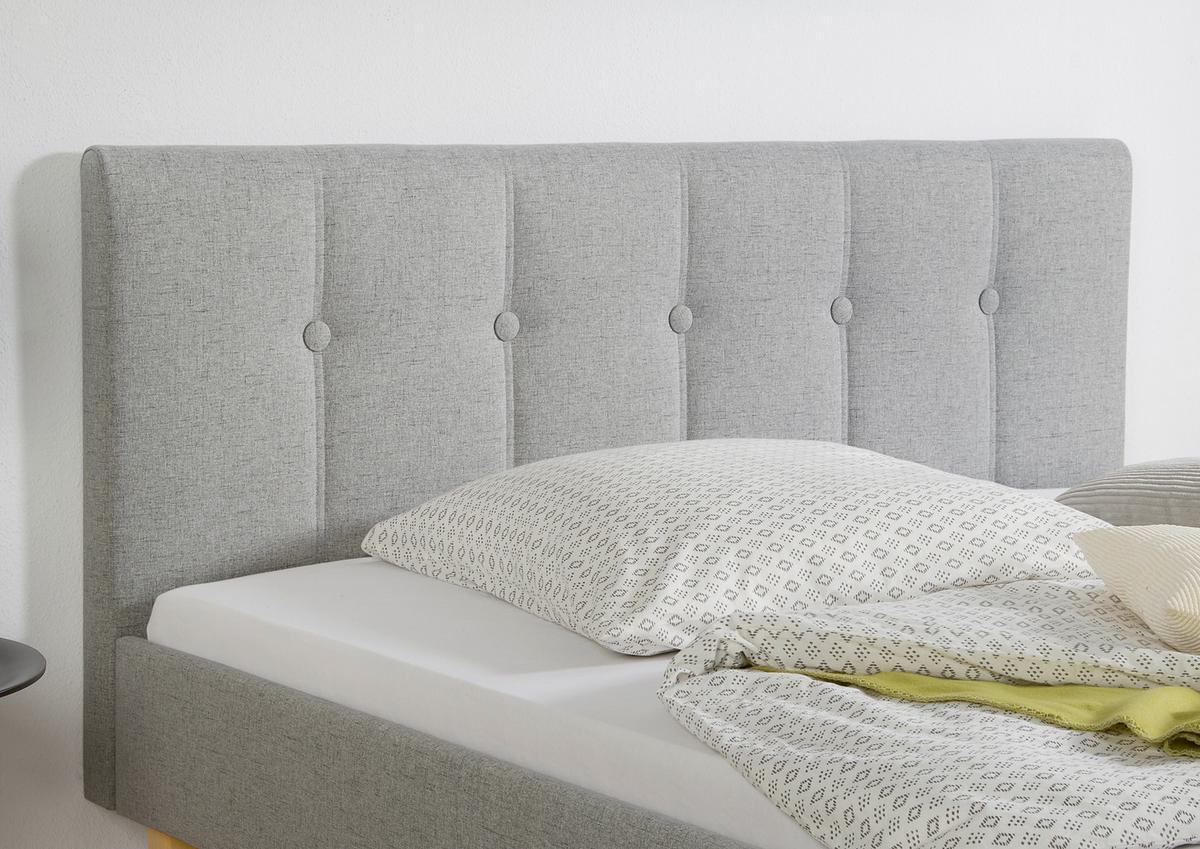 Polsterbett Kenny Hellgrau ca. 100x200 cm - Hellgrau/Naturfarben, MODERN, Holz/Textil (100/200cm) - Livetastic