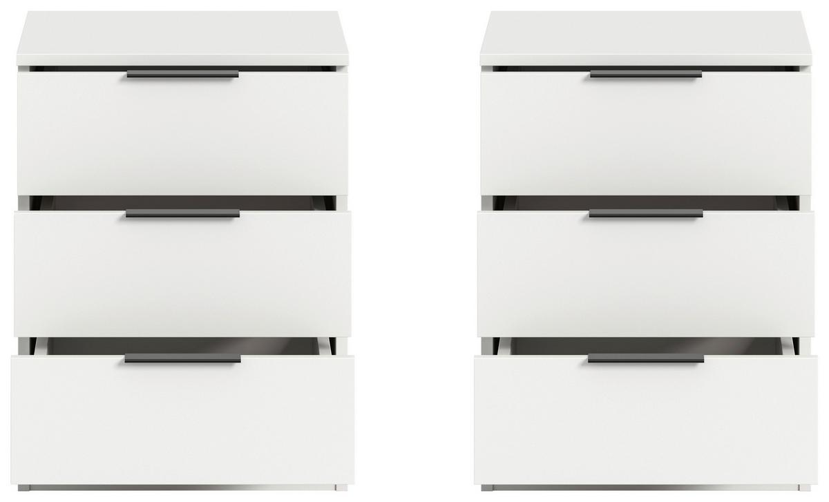 Nachtkästchenset KOPENHAGEN ca.45x60x40cm Weiß - Schwarz/Weiß, MODERN, Holzwerkstoff/Kunststoff (45/60/40cm) - MID.YOU