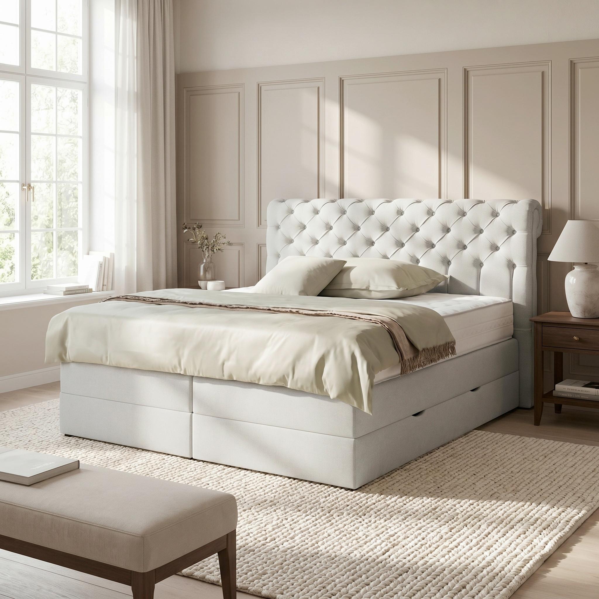 Boxspringbett Belano Grau ca. 160x200cm - Grau, KONVENTIONELL, Holz/Holzwerkstoff (160/200cm) - Premium Living